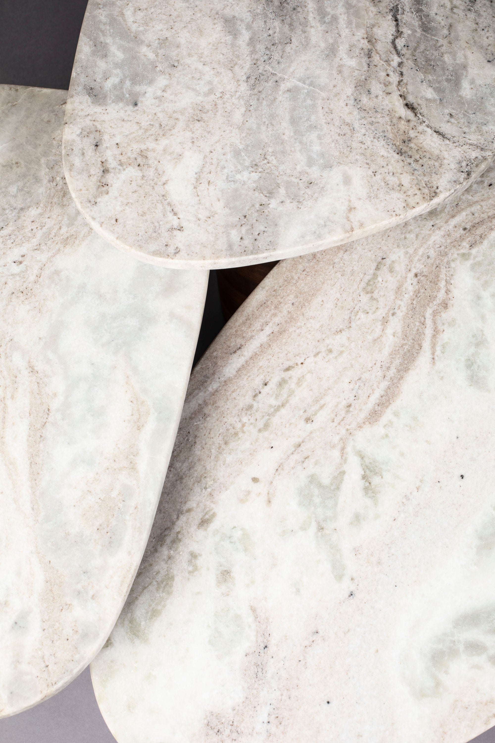 Dutchbone Set of 3 Suki Mango Wood & Grey Marble Side Tables Nest